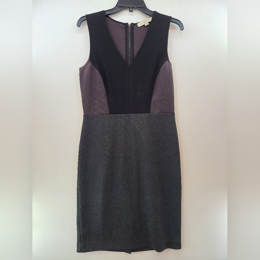 Ann Taylor Loft  Colorblock Sleeveless‎ Career Dress Purple/Black/Gray - Size 4